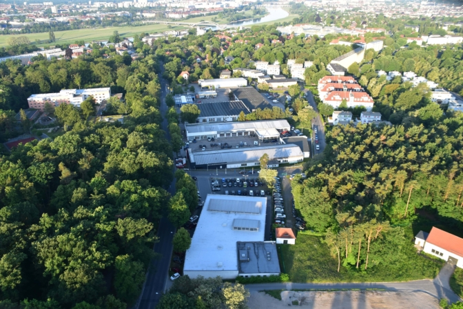Luftaufnahme des MGS Motor Gruppe Sachsen Standorts in Dresden